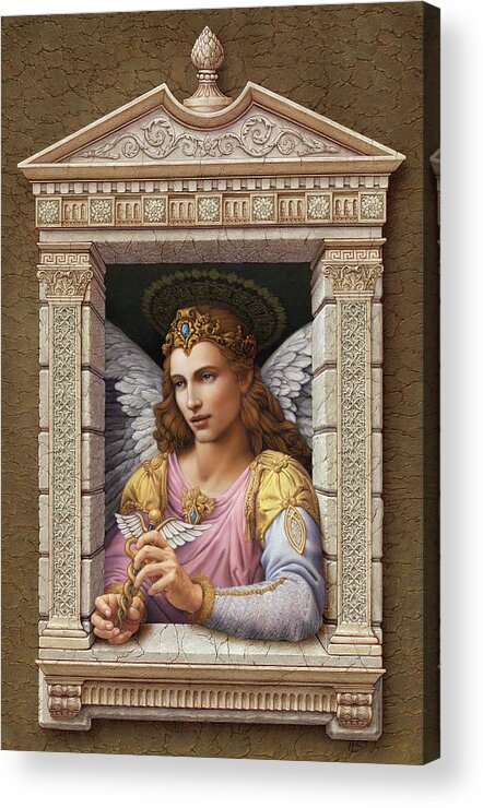 Christian Art Acrylic Print featuring the painting Archangel Raphael 2 by Kurt Wenner