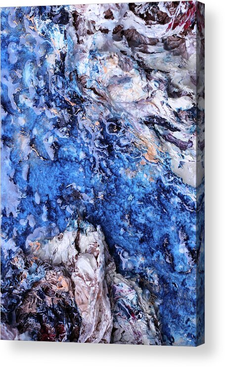 Blue Acrylic Print featuring the mixed media Artificial River Detail Four by Rowan Lyford