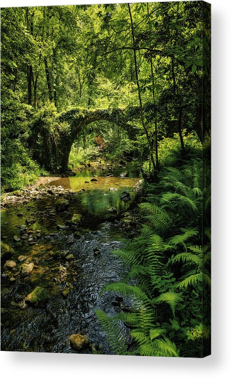 Medieval Acrylic Print featuring the photograph Artzubi bridge by Micah Offman