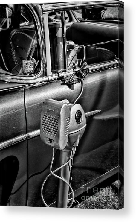 Paul Ward Acrylic Print featuring the photograph At the Drive In Movie black and white by Paul Ward