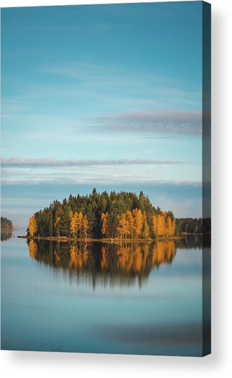 Admire Acrylic Print featuring the photograph Autumn coloured island in the middle of the lake by Vaclav Sonnek