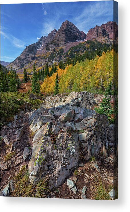 Colorado Acrylic Print featuring the photograph Autumn's Glory at Maroon Bells by Kristen Wilkinson