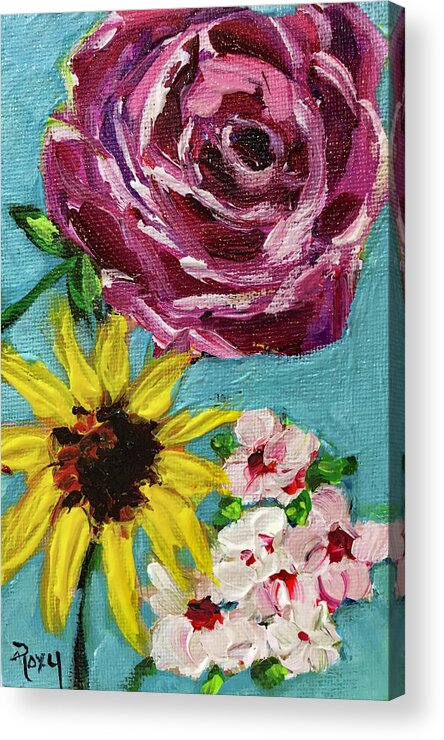 Roses Acrylic Print featuring the painting Backyard Blooms by Roxy Rich