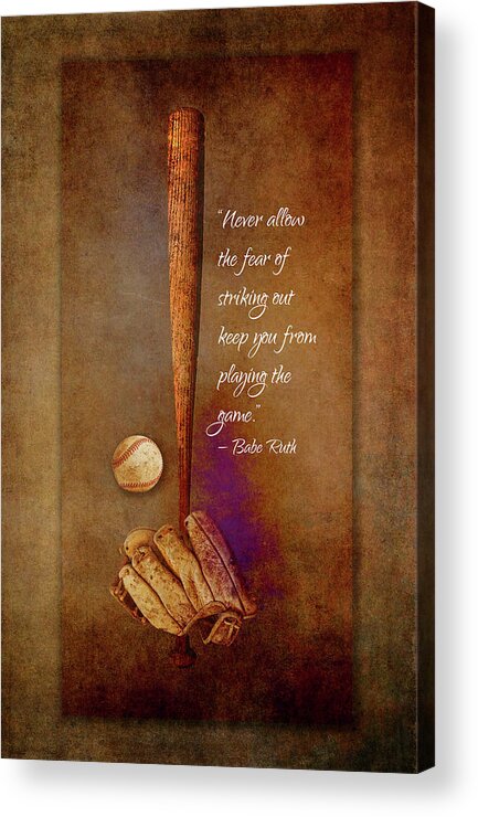 Photography Photopainting Acrylic Print featuring the digital art Baseball Wisdom by Terry Davis