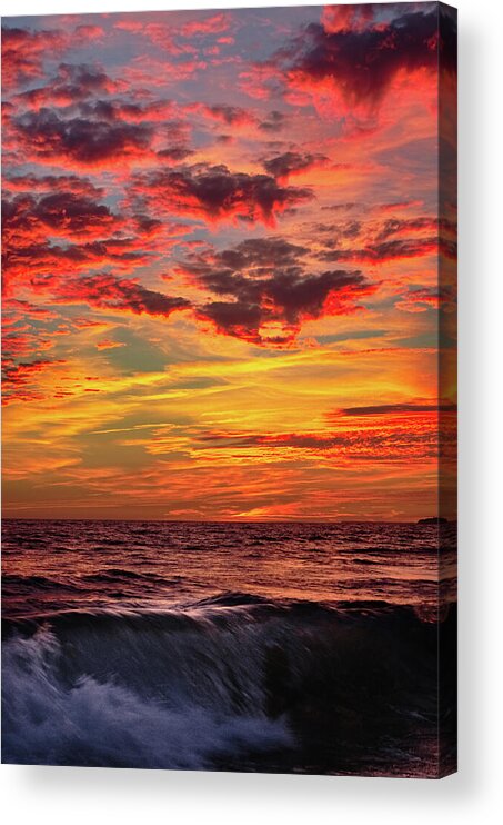 Seascape Acrylic Print featuring the photograph Beach waves at sunset in Gale beach by Angelo DeVal