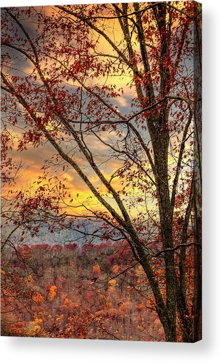 Andrews Acrylic Print featuring the photograph Beautiful Sunset over the Smoky Mountains by Debra and Dave Vanderlaan