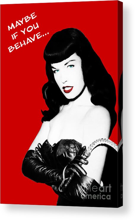 Bettie Page Acrylic Print featuring the photograph Bettie and her Whip by Franchi Torres