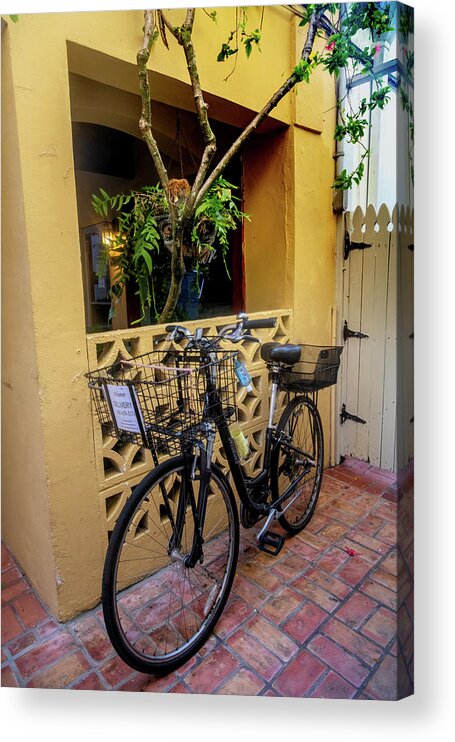 Bicycle Acrylic Print featuring the photograph Bicycle in the Courtyard by Debra and Dave Vanderlaan
