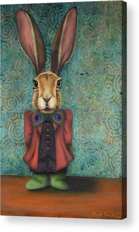 Rabbit Acrylic Print featuring the painting Big Ears 3 by Leah Saulnier The Painting Maniac