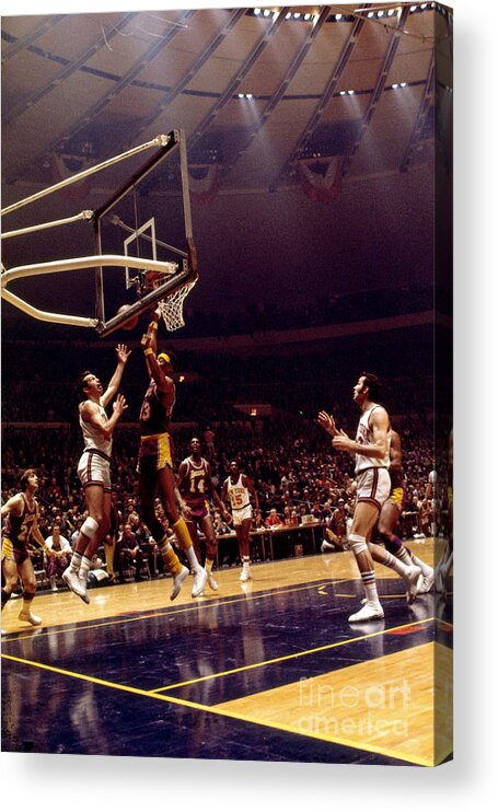 Nba Pro Basketball Acrylic Print featuring the photograph Bill Bradley and Wilt Chamberlain by Dick Raphael