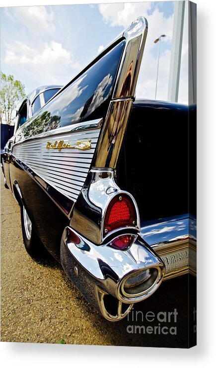 Car Acrylic Print featuring the photograph Black 57 Chevy Bel Air by Linda Bianic