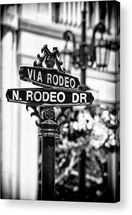Los Angeles Acrylic Print featuring the photograph Black California Series - Beverly Hills Rodeo Drive by Philippe HUGONNARD