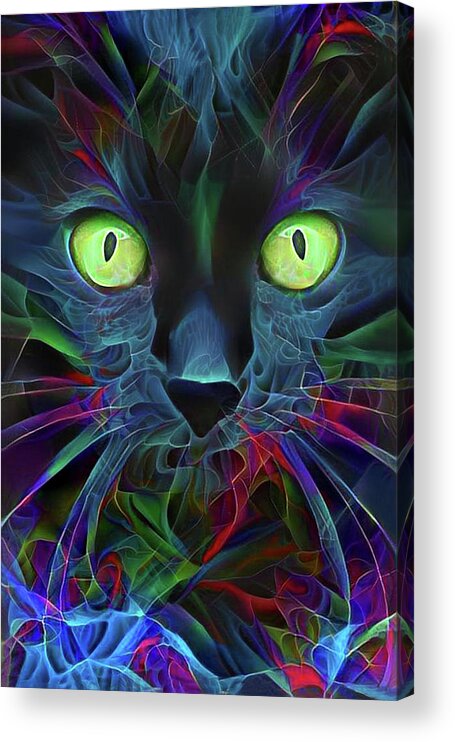 Black Cat Acrylic Print featuring the digital art Black Magic Cat by Peggy Collins
