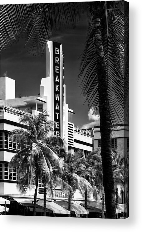 Florida Acrylic Print featuring the photograph Black Florida Series - Beautiful Miami Art Deco by Philippe HUGONNARD