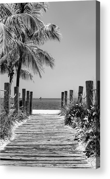 Florida Acrylic Print featuring the photograph Black Florida Series - Boardwalk Beach in Key West by Philippe HUGONNARD