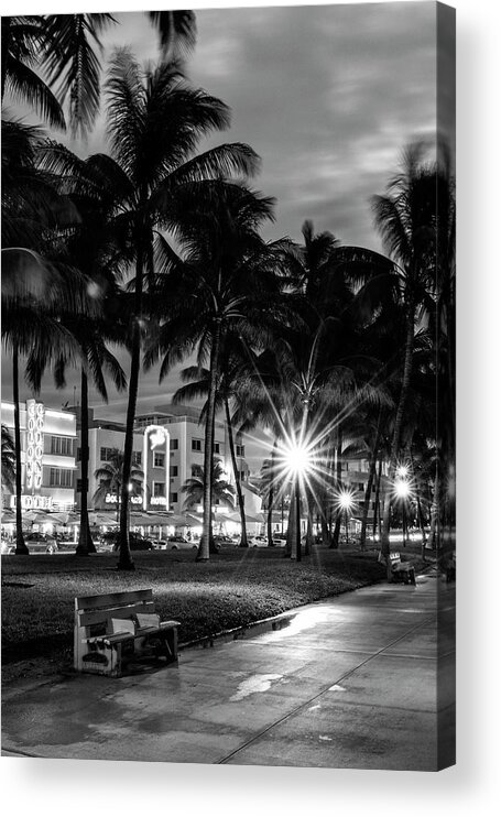 Florida Acrylic Print featuring the photograph Black Florida Series - Nightfall Miami by Philippe HUGONNARD