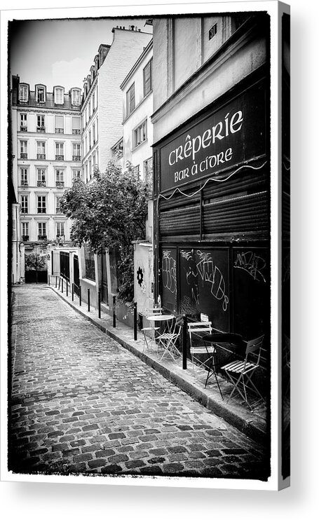 France Acrylic Print featuring the photograph Black Montmartre Series - French Creperie by Philippe HUGONNARD