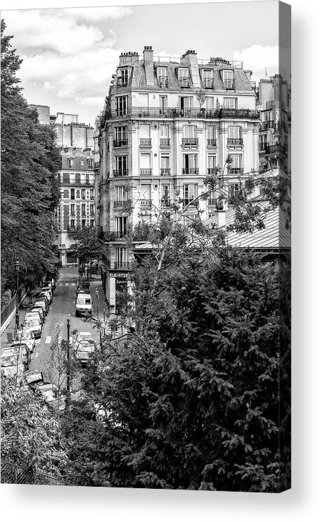 France Acrylic Print featuring the photograph Black Montmartre Series - Parisian Street by Philippe HUGONNARD