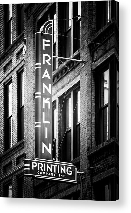 Louisiana Acrylic Print featuring the photograph Black NOLA Series - Franklin Sign by Philippe HUGONNARD