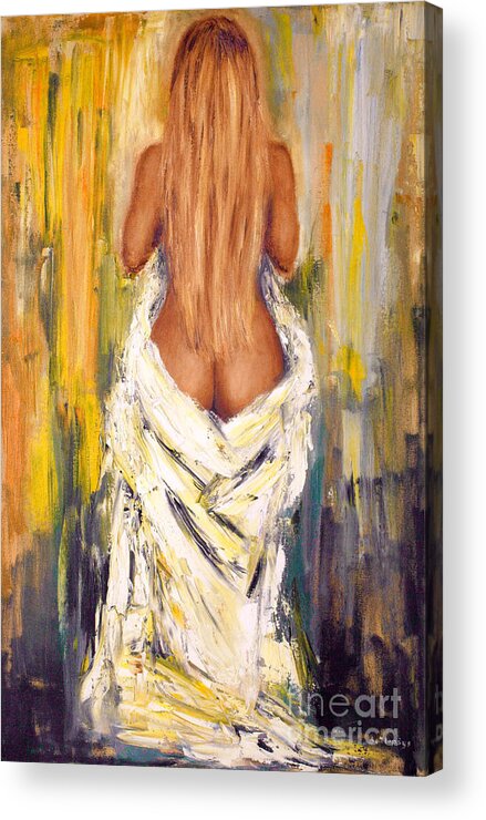 Nude Acrylic Print featuring the painting Blondie by Arturas Slapsys