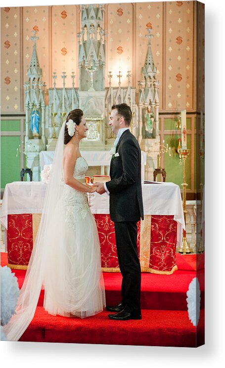 Bridegroom Acrylic Print featuring the photograph Bride & Groom at church by Nerida McMurray Photography