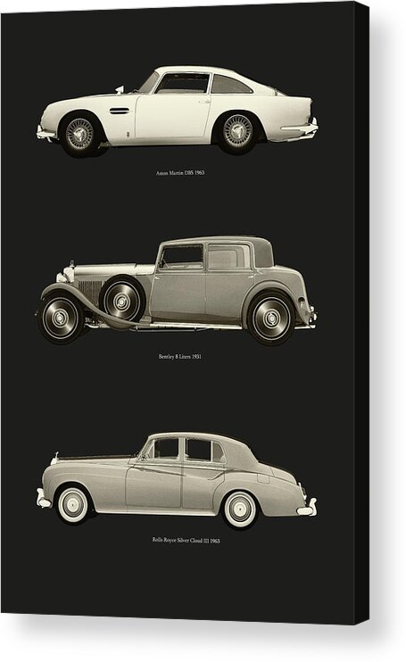 Aston Martin Acrylic Print featuring the painting British Classic cars by Jan Keteleer