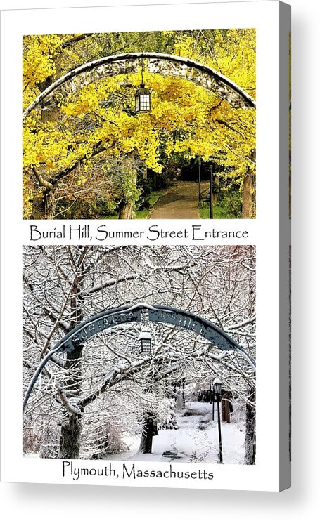 Burial Hill Acrylic Print featuring the photograph Burial Hill Summer St Entrance Collage by Janice Drew