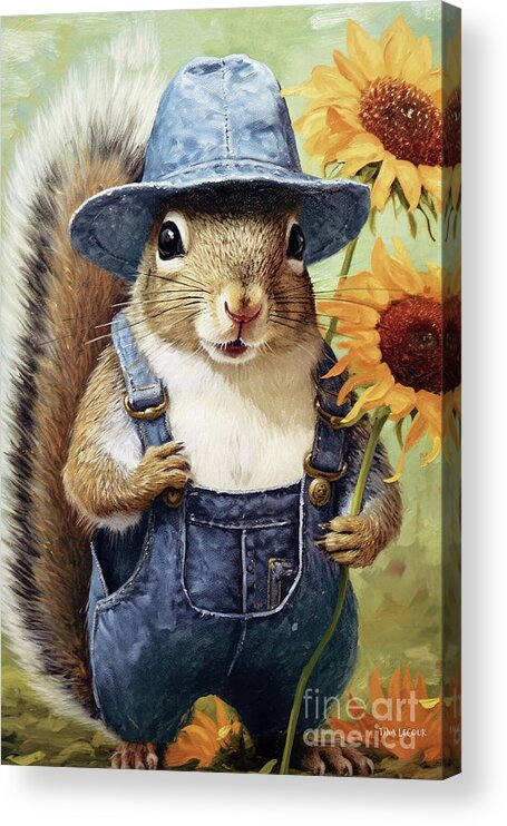 Squirrel Acrylic Print featuring the painting Buster Blue Jeans by Tina LeCour