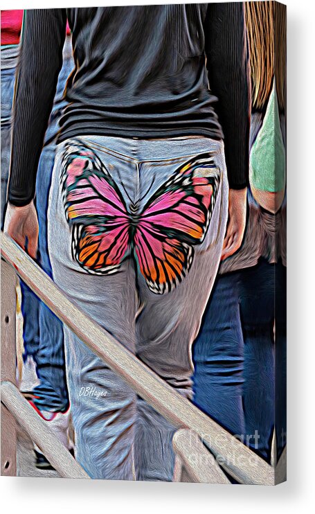 Savannah Acrylic Print featuring the mixed media Butterfly Derriere by DB Hayes