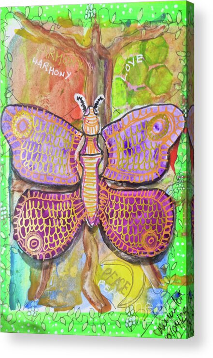 Butterfly Acrylic Print featuring the painting Butterfly Magic by Mimulux Patricia No