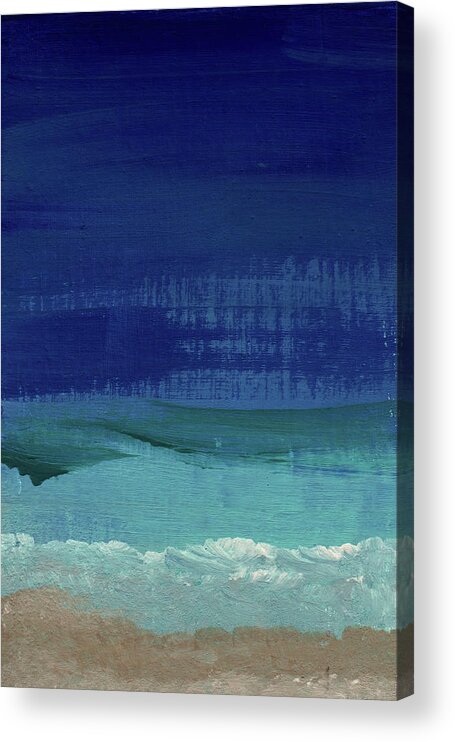 Abstract Art Acrylic Print featuring the painting Calm Waters- Abstract Landscape Painting by Linda Woods