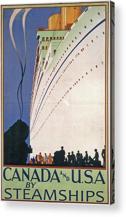 Big Boat Acrylic Print featuring the digital art Canada and USA by Steamships by Long Shot