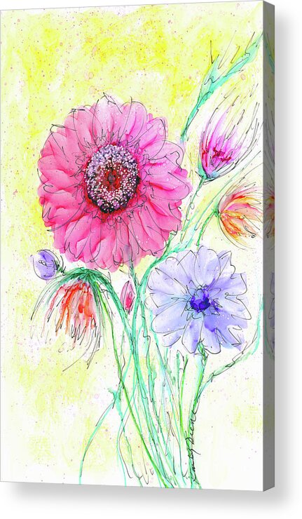 Flower Acrylic Print featuring the painting Carefree by Kimberly Deene Langlois