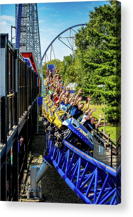 Cedar Point Acrylic Print featuring the photograph Cedar Point Millennium Force Roller Coaster 2021 by Dave Morgan