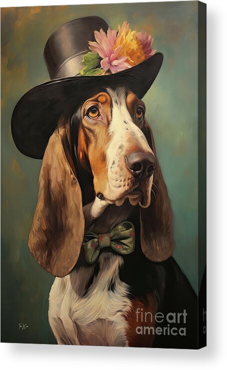 Basset Hound Acrylic Print featuring the painting Charming Chuck 2 by Tina LeCour