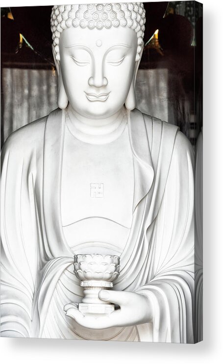 Asia Acrylic Print featuring the photograph China 10 MKm2 Collection - White Buddha I by Philippe HUGONNARD