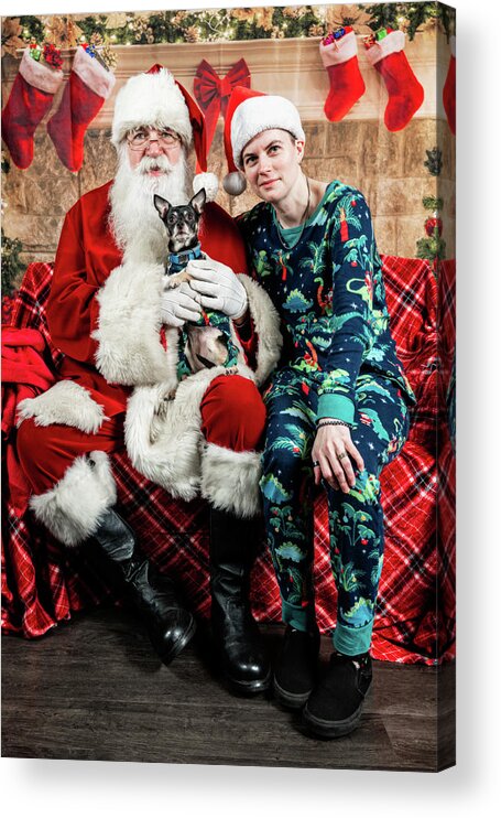 Chloe Acrylic Print featuring the photograph Chloe with Santa 3 by Christopher Holmes