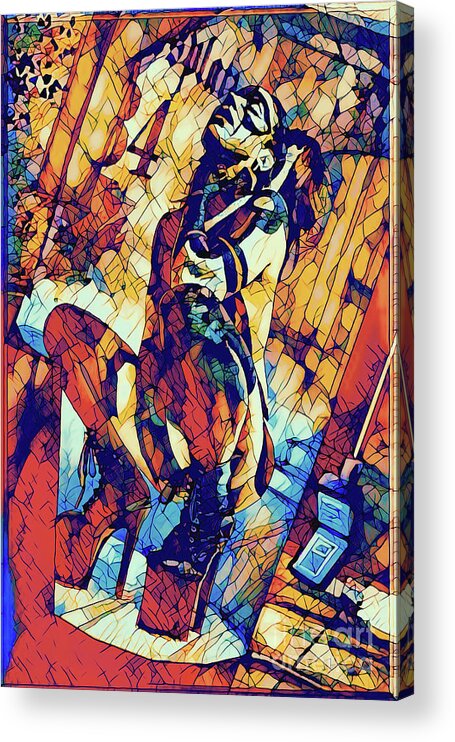 Dark Acrylic Print featuring the digital art Choke Stained Glass by Recreating Creation