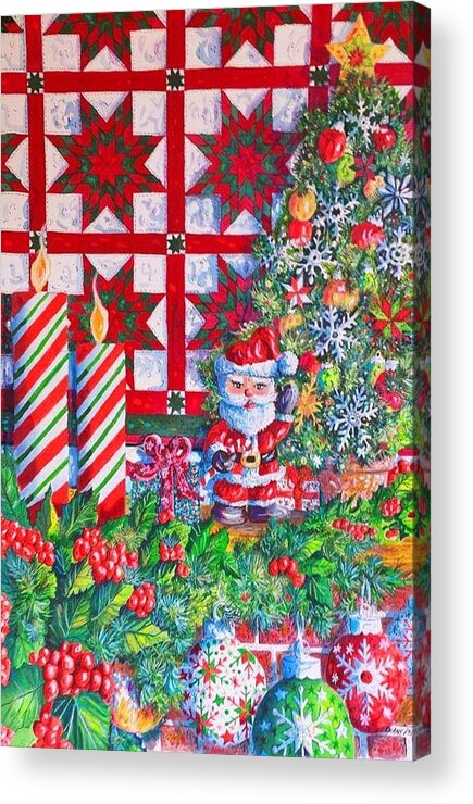 Christmas Acrylic Print featuring the painting Christmas Mantle by Diane Phalen