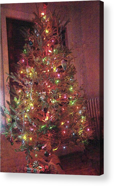 Red Acrylic Print featuring the photograph Christmas Tree Memories, Red by Carol Whaley Addassi