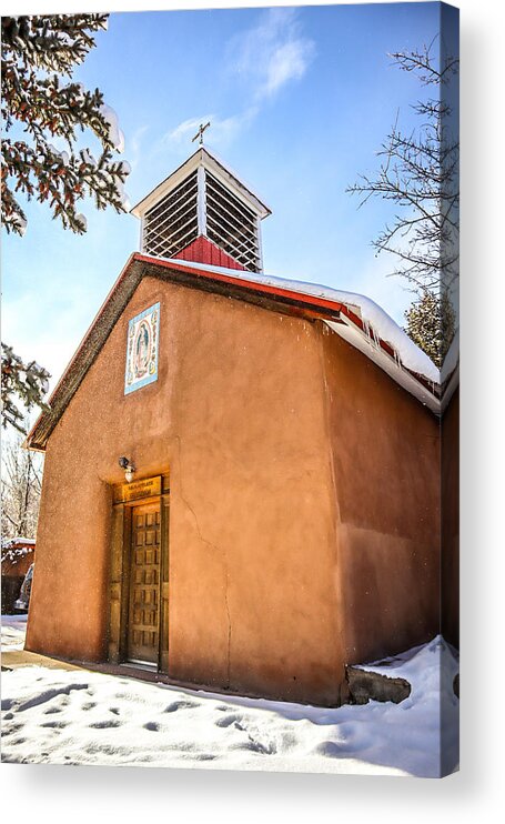 Taos Acrylic Print featuring the photograph Chapel from Ranchitios by Elijah Rael