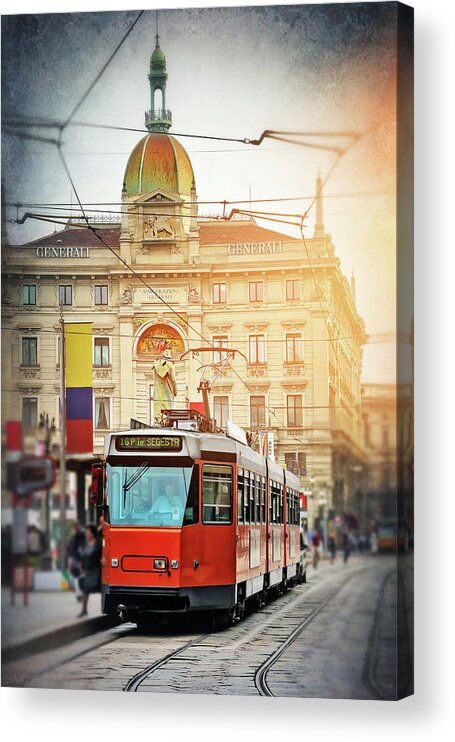 Milan Acrylic Print featuring the photograph City Trams of Milan Italy by Carol Japp