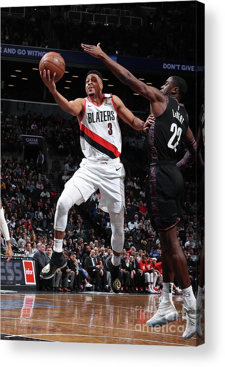 Nba Pro Basketball Acrylic Print featuring the photograph C.j. Mccollum and Caris Levert by Nathaniel S. Butler