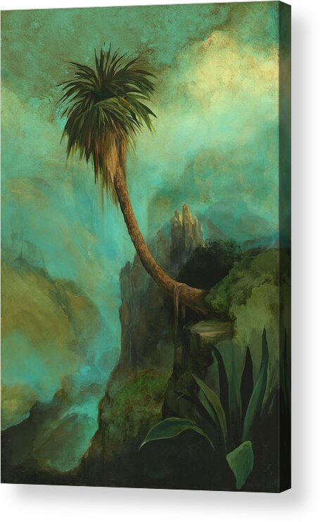 Palm Acrylic Print featuring the painting Cliff Palm by Mickey Mayfield