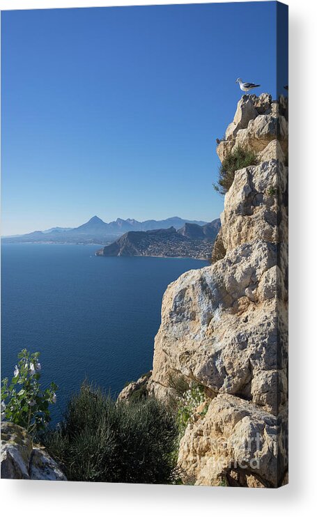 Mediterranean Coast Acrylic Print featuring the photograph Cliffs, blue sky and the Mediterranean Sea by Adriana Mueller