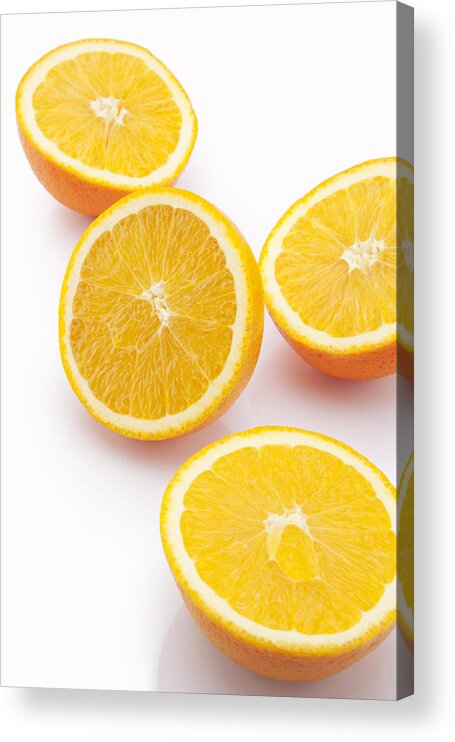 White Background Acrylic Print featuring the photograph Close-up of sliced oranges by Ravi Ranjan