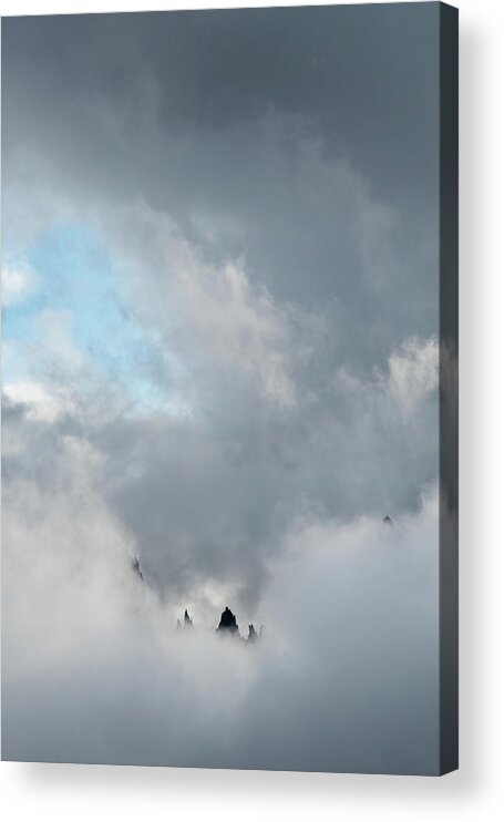 Italian Alps Acrylic Print featuring the photograph Cloudy landscape with edge of rocky mountains between the stormy sky by Michalakis Ppalis