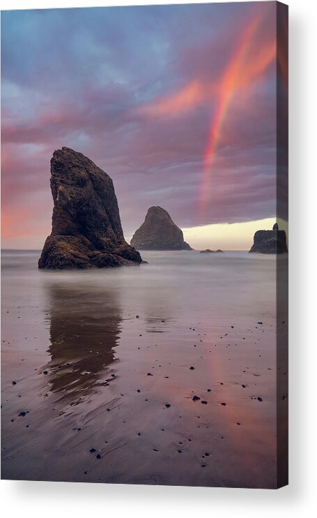 Oregon Coast Acrylic Print featuring the digital art Coastal Rainbow by Michael Rauwolf