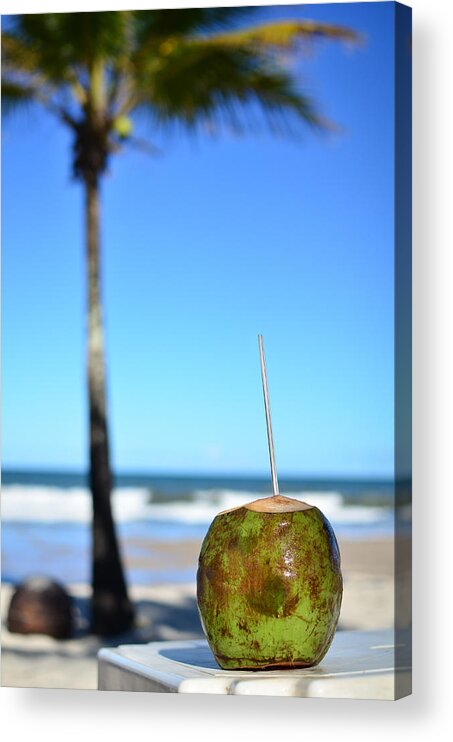 Beach Hut Acrylic Print featuring the photograph Coconut at the beach in Bahia by Carlos Alkmin