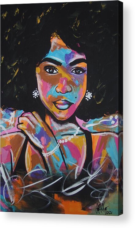 Woman Acrylic Print featuring the painting Colorful Beauty by Antonio Moore